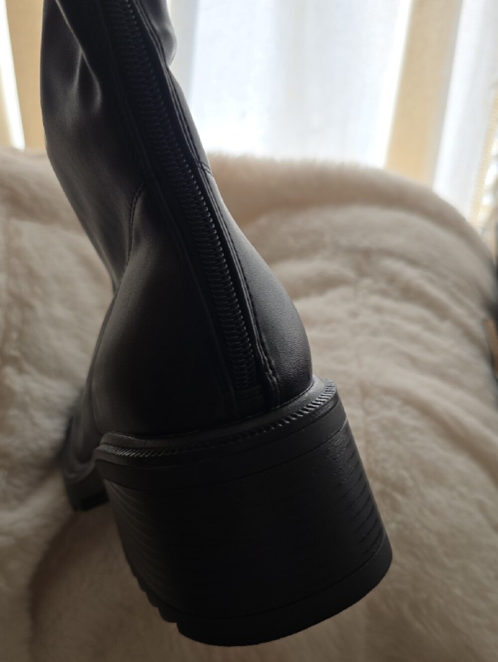 Classic Black Knee-High Block Heel Boots - Women's - Picture 8 of 10